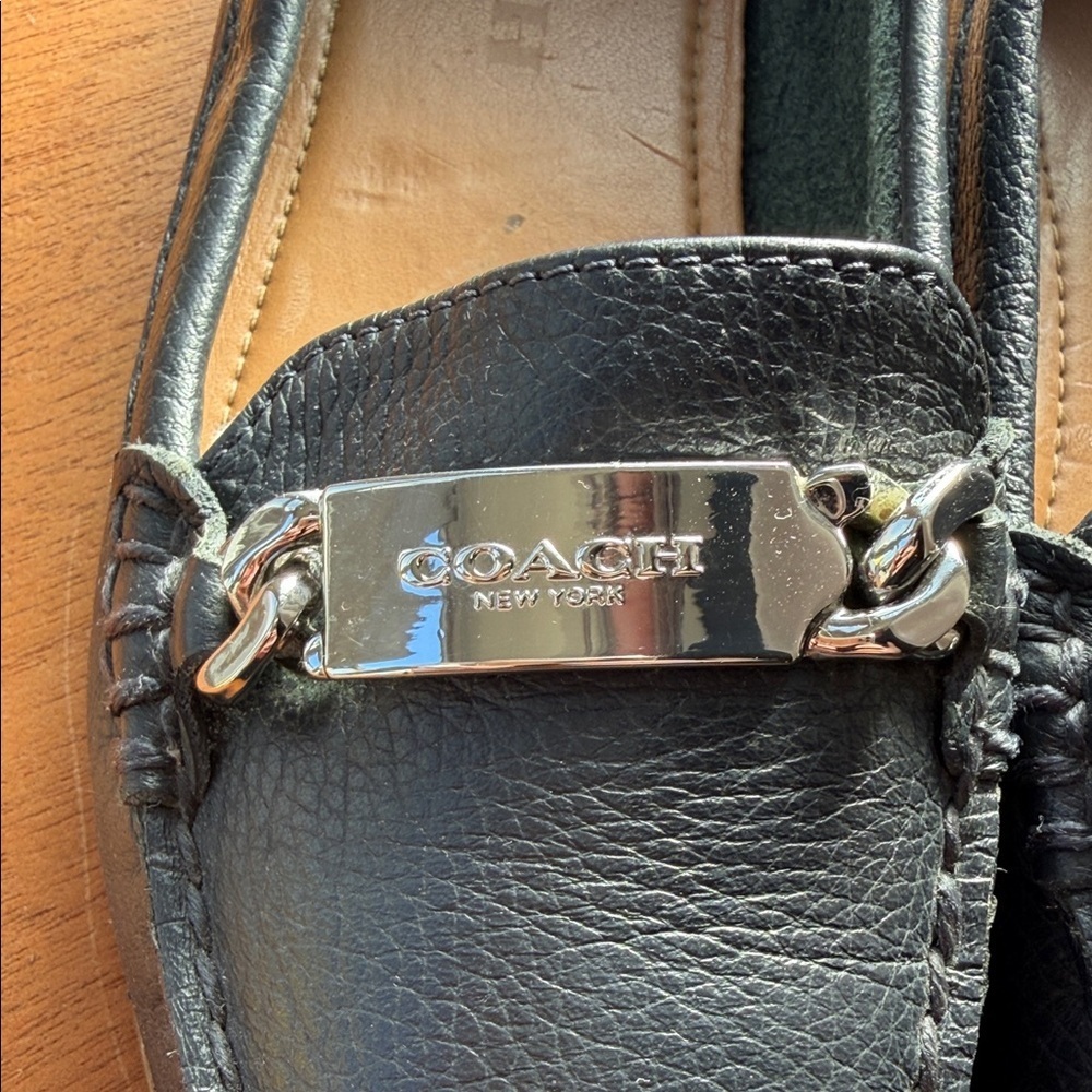 Coach Frederica Black Leather Driving Loafers - Picture 2 of 7